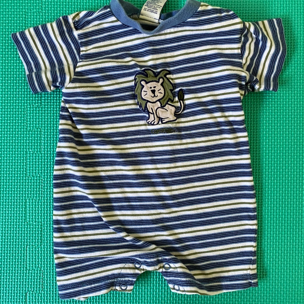 Blue and green stripped romper